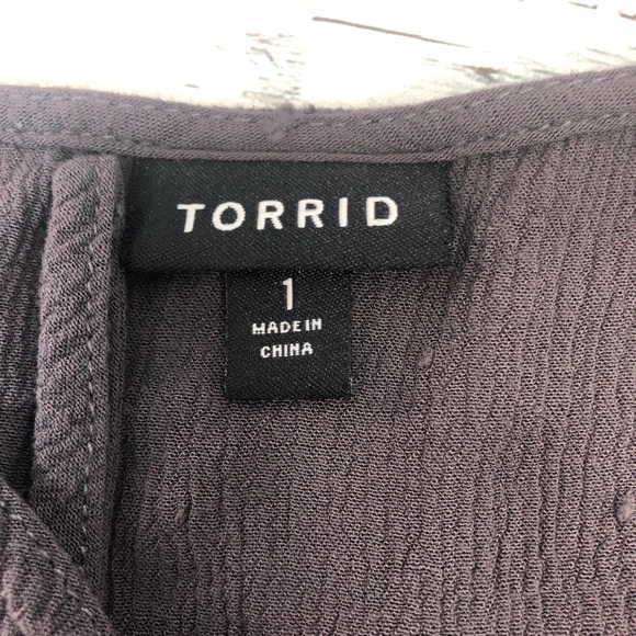 Torrid Dark Grey Swiss Dot Lace-Up Tank 1 - Picture 4 of 10